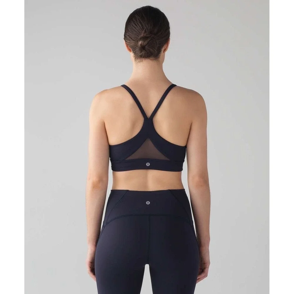 Lululemon Train Times Bra Midnight Navy Blue Mesh Racerback‎ Sports Bra Yoga